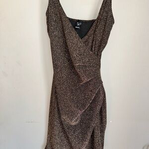 Windsor Brown & Gold Glitter mini dress